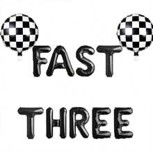 1 zestaw 16 cali Fast One/Two/Three Balloons - Czarno-biały plakat na imprezę urodzinową Racing, flaga w kratkę z motywem wyścigowym, dekoracja imprezy wyścigowej, urodziny wyścigowe w stylu vintage, artykuły na imprezę urodzinową