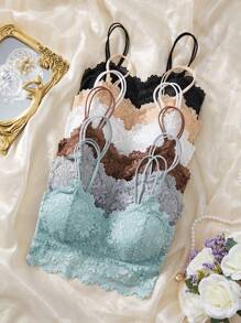 6pcs Women Colorful Lace Wireless Bras, Comfortable & Sexy Lingerie Set - Multicolor - View 3