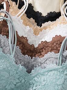 6pcs Women Colorful Lace Wireless Bras, Comfortable & Sexy Lingerie Set - Multicolor - View 5