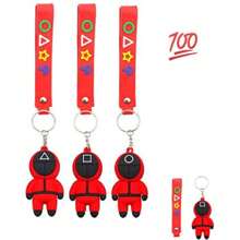 1 Pieza Llavero Figura 3d Vigilante del Juego del Calamar con Correa - Multicolor - Ver 2