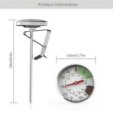 1 Stück Edelstahl Kaffee Thermometer, Küchen Milch Stifttyp mit Clips, präzises Thermometer, herausziehbare Blumennadel für handgebrühten Kaffee