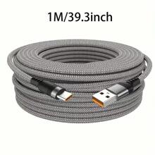6A Fast Charging USB Type-C Cable, Fabric Flat Shape, 50-80W Power, Data Sync, USB To Type-C, Durable Nylon And Fishnet Double Weave, Compatible With Samsung, Camera, PS5, PS4 - Multiple Lengths