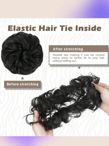 1PC Messy Bun Hair Pieces For Women Human Hair Bun Extension Updo Curly Messy Bun Scrunchie Black - Natural Black - View 4