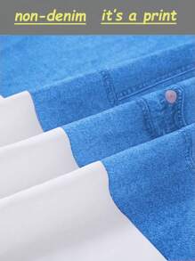 Young Girl Knitted Unicorn Cap Sleeve T-Shirt And Denim Effect Skirt Set, Spring/Summer