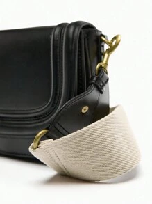 Nouveau sac bandoulière croisé à large bretelle noire décontracté pour femmes, sacs élégants pour dames - Noir - Voir 9