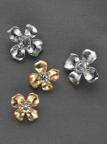 10 Stück/Set Blumen Strass Metallknöpfe, personalisierte Charm Dekoration für Mantel, Pullover, Uniform, Jacke, Anzugmanschetten, Kragen, DIY Basteln, Geschenke
