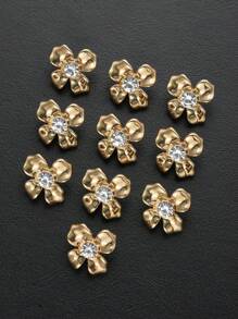 10 Stück/Set Blumen Strass Metallknöpfe, personalisierte Charm Dekoration für Mantel, Pullover, Uniform, Jacke, Anzugmanschetten, Kragen, DIY Basteln, Geschenke