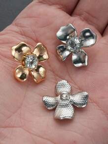 10 Stück/Set Blumen Strass Metallknöpfe, personalisierte Charm Dekoration für Mantel, Pullover, Uniform, Jacke, Anzugmanschetten, Kragen, DIY Basteln, Geschenke