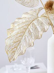 1 pieza Rama artificial de hojas doradas con brillo de 29.5" de altura, tallos de hojas doradas de plástico para decorar interiores y exteriores, hogar, jardín, fiestas, hoteles, bodas, arreglos florales, centros de mesa, regalos de San Valentín, cumpleaños, graduación, E-I-D - Dorado - Ver 7