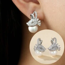 1 par de Pendientes elegantes y de lujo para mujeres, adecuados como regalo para damas en ocasiones especiales
