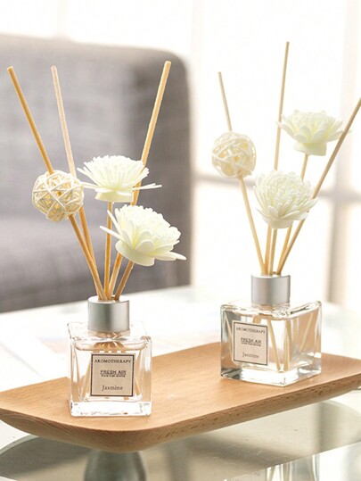 1 Set Of 50ml Reed Diffuser, Suitable For Home, Study, Bedroom, Bathroom And Deodorization, Aromatherapy Without Flame, Birthday, Christmas, Spring Festival Gifts (1 Bottle Of Sesame Oil+5 Diffuser Sticks And 1 Rattan Ball+2 Dried Flowers)