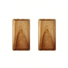 1/2 piezas, Bandeja de madera de acacia, bandejas rectangulares de madera maciza, bandejas ovaladas de madera, son perfectas para separar especias, aperitivos, té, platos principales y carnes, platos de servir