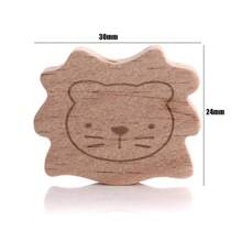 5 件未上漆山毛榉木 DIY 动物形状珠子，激光雕刻卡通蝴蝶和兔子洞工艺品 - 駝色 - 查看 12