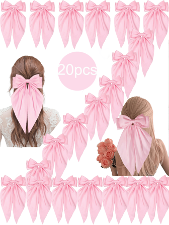 20/10/5/1pc Pink Bow Hair Accessories For Women, Girls,Teens Back To School Hair Accessories, Sweet And Elegant Girls Hair Clips, Suitable For Valentine's Day, New Year Party Gifts Girls,Gifts For Valentine's Day,Hair Barrettes Claw Clips, School Stuff