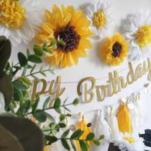 5pcs/10pcs/12pcs,Sunflower Daisy Tissue Paper Pom Poms Flower 12" 8" For Yellow Brown White Themed Birthday Party Sunshine Bridal Country Wedding Party"