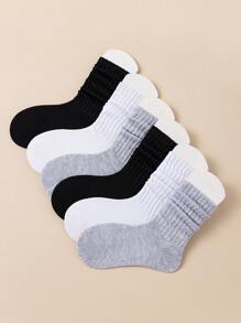 6 双黑、白、灰系列舒适休闲袜，适合男孩和女孩。 - 彩色 - 查看 1