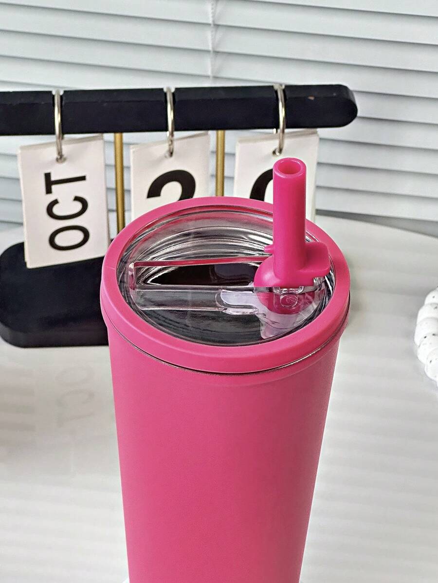 32oz Leak-Proof Stainless Steel Insulated Water Bottle, Minimalist Design With Foldable Straw Lid, Suitable For Hot/Cold Drinks