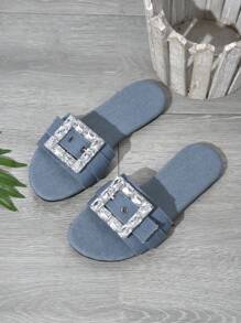 Dép sandal chống trượt đi biển mùa hè cho nữ, dép sandal đế bằng khóa pha lê thời trang cho hoạt động ngoài trời - Nhiều màu - Xem 8