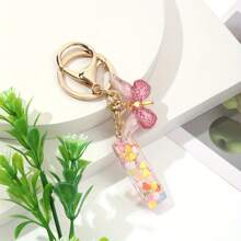 Cute 1 Neutral A-Z Colored Heart-Shaped Glitter KC Gold Keychain, DIY Resin Capital Letter Wallet Keychain, Handbag Decoration, Christmas Gift Valentines - 玫紅色蝴蝶 - 查看 14