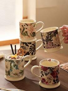 This 380 - Ml Floral - Themed Mug Is A Wonderful Addition To Any Space. Choose From Five Unique Patterns: The Delicate White Chrysanthemum, The Noble Peony, The Romantic Rose, The Pure Lily Back To School - Same Style - View 4