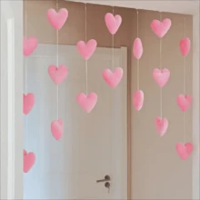 1 Set Heart-Shaped Bedroom Curtains, Stylish And Cute, Suitable For Girls' Decoration, Can Be Used As A Partition Curtain, Easy To Hang, Includes Hooks And Round Stickers, Popular Wall Decorations, Shaped Hangings, Suitable For Home Decoration, Birthday Gifts For Best Friends, Party Decorations, Can Also Be Used In Living Rooms, Bedrooms And Other Places. - Multicolor - View 4