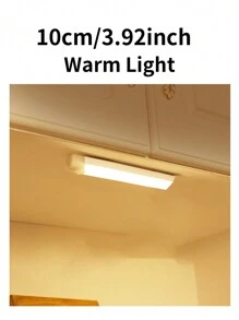 1 pieza Luz de armario con sensor de movimiento - Tira de lámpara LED de encendido y apagado automático, magnética, con batería, para armarios, gabinetes, armarios, escaleras, pasillos, salas de estudio