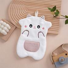 1pc Ultra-Soft Coral Fleece Hand Towel With Cute Cartoon Animal Pattern - Super Absorbent, Non-Shedding Bathroom Accessory