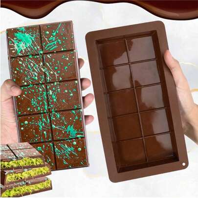 2pcs/1pc Extra Large Thickened Silicone Chocolate Bar Mold, Dubai Style, DIY Chocolate, Baking Mold For Chocolate Bar, Chocolate, Cake, Ice Cube Mold