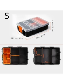 34-Compartment Double-Sided Tools Organizer – Customizable Black & Orange Hardware Storage Box For Screws, Nuts & Small Parts (Removable Dividers, Space-Saving) - Multicolor - View 8
