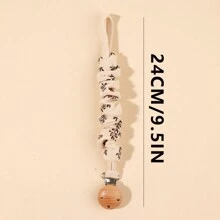 1pc Infant Fashion Printed Grid, Polka Dot & Striped Pacifier Clip & Wooden Pacifier Clip, Daily Use - Multicolor - View 12