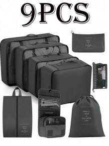 9 合 1 旅行收纳套装：盥洗包、化妆包、化妆盒、刷架、手提包、手提包、科技收纳包、内衣包、鞋袋、服装文件夹。适用于口红、唇线笔、眉笔、眼影盘、内衣、牙膏、牙刷、化妆品、护肤品、指甲油、珠宝、香水、文具、电子产品、波西米亚风 - 彩色 - 查看 23