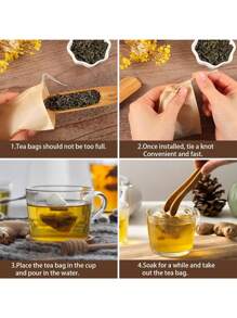 Disposable Tea Filter Bags For Loose Tea, Wood Pulp Material, And Compostable, Unbleached Empty Tea Infuser Sachets With Drawstring - Apricot - View 6