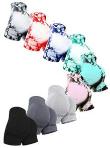 Pantalones cortos de entrenamiento de 9 piezas para mujer, sin costuras, con cintura alta, para yoga, gimnasio, correr - Blanco y negro + blanco y rojo + blanco y verde + blanco y azul + gris + blanco + negro + negro y - Ver 2