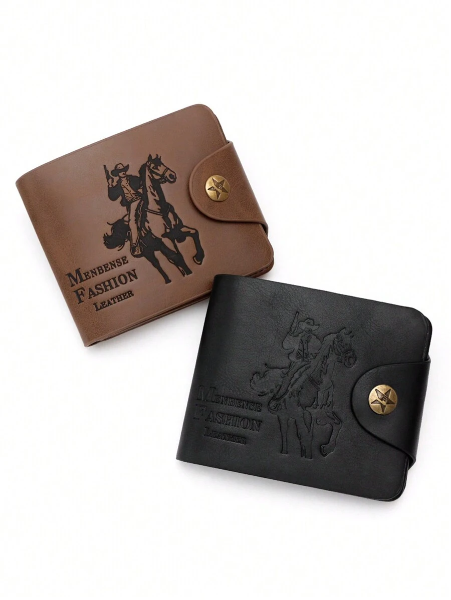 1 chiếc ví gấp đôi kiểu phương Tây dành cho nam, ví có nhiều ngăn đựng thẻ, họa tiết thợ săn - Color - Xem 1