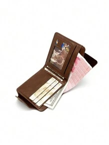 1 chiếc ví gấp đôi kiểu phương Tây dành cho nam, ví có nhiều ngăn đựng thẻ, họa tiết thợ săn - Color - Xem 3