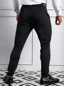 Elegant Gentlemen's High-End Trousers, Men's Premium Business Solid Color Versatile Commuter Slim Fit Casual Pants, Suitable As Gift For Husband Or Boyfriend