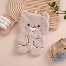 1pc Ultra-Soft Coral Fleece Hand Towel With Cute Cartoon Animal Pattern - Super Absorbent, Non-Shedding Bathroom Accessory