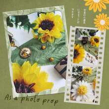 5pcs/10pcs/12pcs,Sunflower Daisy Tissue Paper Pom Poms Flower 12" 8" For Yellow Brown White Themed Birthday Party Sunshine Bridal Country Wedding Party"