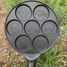 多功能铝制煎锅，配有 7 个可爱卡通模具 - 适用于鸡蛋、煎饼和饺子 | 家庭厨房和户外露营的完美选择 - 黑色 - 查看 9