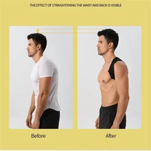 1 Pieza de corrector de postura para hombres y mujeres, soporte ajustable para la Top de la espalda y la clavícula, que proporciona una alineación cómoda del cuello y los hombros para la salud física de hombres y mujeres, fija el soporte de la Top de la espalda, tobillo, espalda y hombro, ropa interior invisible, color negro