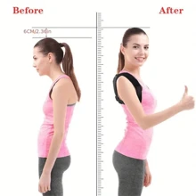 1 Pieza de corrector de postura para hombres y mujeres, soporte ajustable para la Top de la espalda y la clavícula, que proporciona una alineación cómoda del cuello y los hombros para la salud física de hombres y mujeres, fija el soporte de la Top de la espalda, tobillo, espalda y hombro, ropa interior invisible, color negro