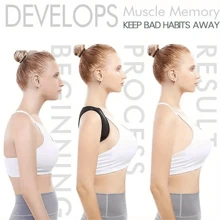 1 Pieza de corrector de postura para hombres y mujeres, soporte ajustable para la Top de la espalda y la clavícula, que proporciona una alineación cómoda del cuello y los hombros para la salud física de hombres y mujeres, fija el soporte de la Top de la espalda, tobillo, espalda y hombro, ropa interior invisible, color negro