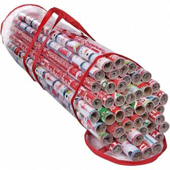 Heavy Duty Transparent PVC Bag With Handles For Gift Wrapping Paper Storage, Holds Up To 24 Rolls Of 40 Inch Length Paper, For Mother's Day, Bridesmaid Gifts, Graduation Gifts, Birthday Gifts, Wedding Gifts, Birthday, Bride, Wedding