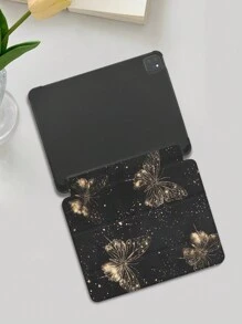 Funda suave con diseño de mariposa en relieve IP, color negro brillante, compatible con iPad Pro 11", diseño minimalista elegante, resistente a arañazos y golpes, compatible con iPad Air 5 / iPad 10.9" 2023 / iPad 10.2" / iPad Mini 6.5"