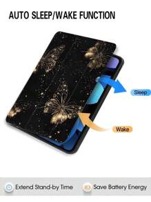 Funda suave con diseño de mariposa en relieve IP, color negro brillante, compatible con iPad Pro 11", diseño minimalista elegante, resistente a arañazos y golpes, compatible con iPad Air 5 / iPad 10.9" 2023 / iPad 10.2" / iPad Mini 6.5"
