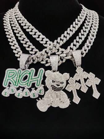 3 stilar tillgängliga, 1 st unisex hiphop-hängehalsband, trendigt retro halsband i gatustil, lämpligt för vardagsbruk eller fest, present