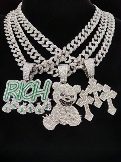 3 Styles Available, 1pc Unisex Hip Hop Pendant Necklace, Fashionable Retro Street Style Necklace, Suitable For Daily Wear Or Party, Gift