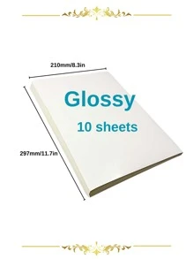 SINMARK 10 Sheets A4 Size 8.3x11.7 Inches Glossy Vinyl Sticker Paper, Self-Adhesive, Suitable For Inkjet And Laser Printers - White - View 1