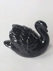 1pc Black & White Ceramic Swan Figurine, Creative Decor For Living Room, Study, Animal Succulent Planter