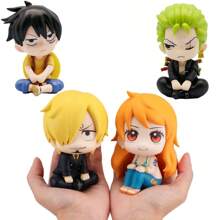 ONE PIECE 1 件 9.5 厘米/3.74 英寸海贼王动漫人物仰望/佐罗可动人偶 Q 版卡哇伊/山治公仔 PVC 成人收藏模型玩偶玩具房间装饰生日礼物 - 彩色 - 查看 2